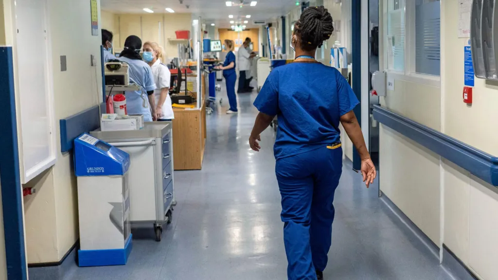 A general view of staff on a NHS hospital ward.