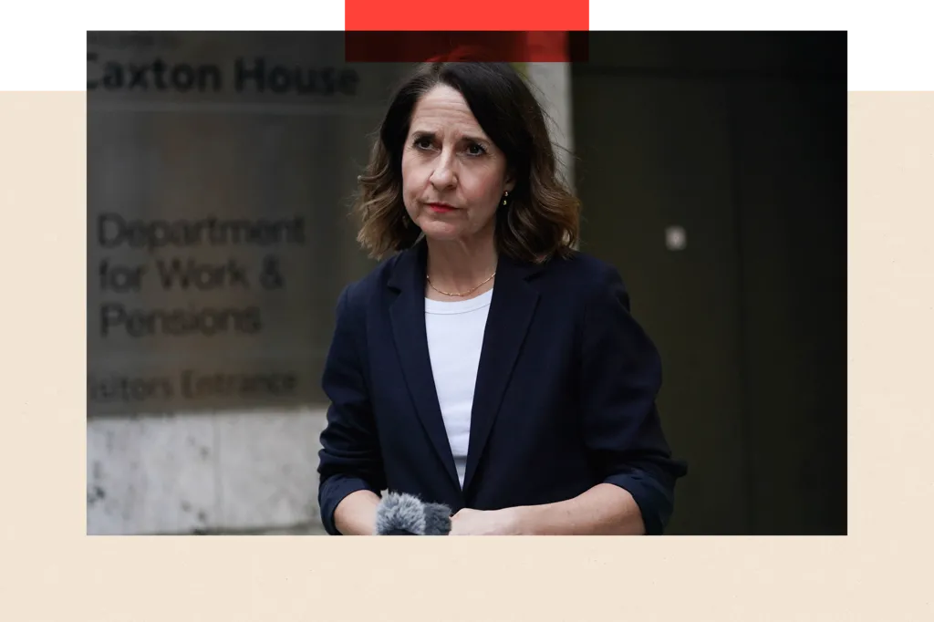 Work and Pensions Secretary Liz Kendall speaking to the media outside the Department for Work and Pensions in Westminster, London