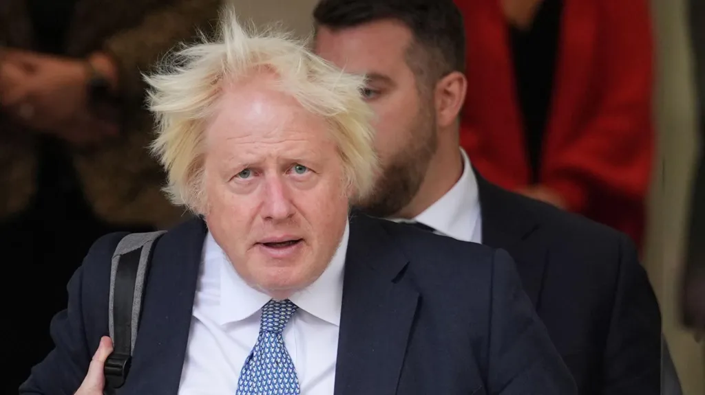 Former prime minister Boris Johnson leaves Dorland House in London after giving evidence for module 8 (children and young people) in the UK Covid-19 Inquiry