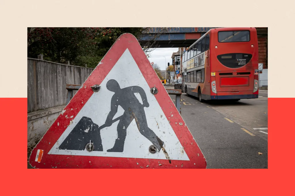 A road works sign