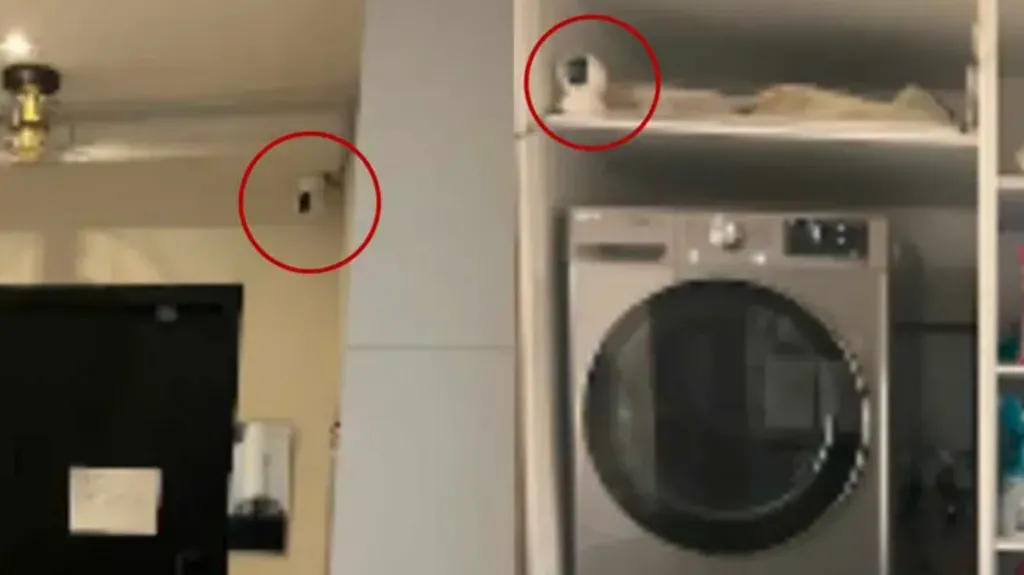 Webcams in a common area in the dormitory