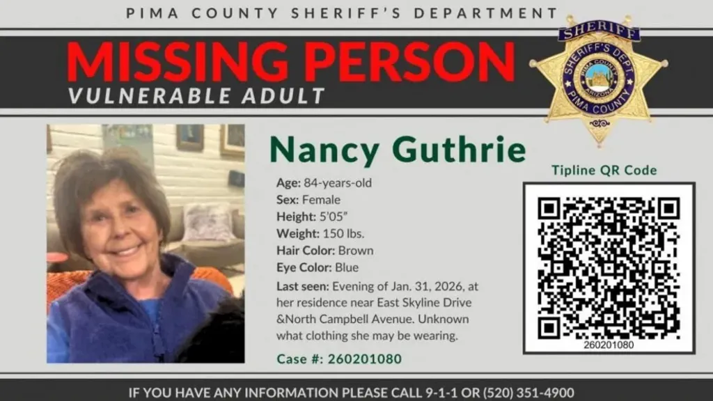 A mission person poster with Nancy Guthrie's image