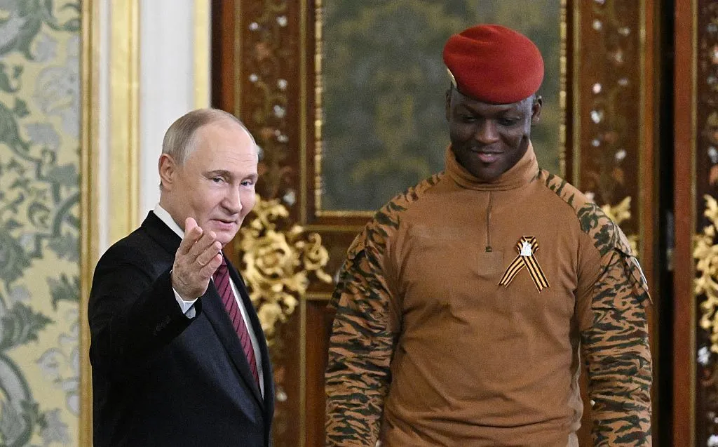  Vladimir Putin meets with President of Burkina Faso Ibrahim Traor during celebrations of the 80th anniversary of Victory in the Great Patriotic War in Moscow, Russia on May 10, 2025