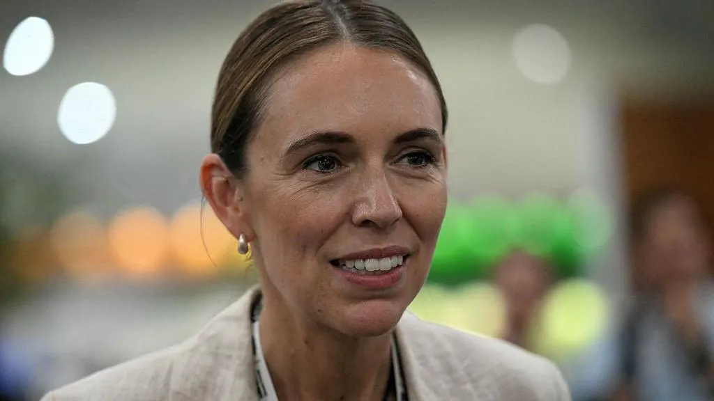 Jacinda Ardern wearing a linen blazer