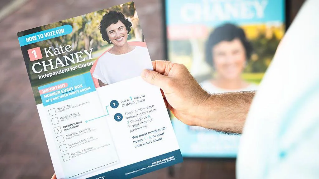 A how-to-vote card for Teal candidate Kate Chaney