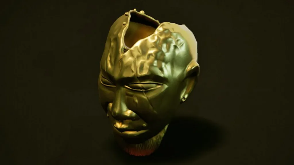 An Ashante gold mask as seen in the game Relooted