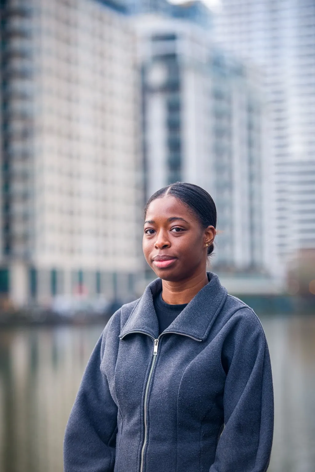 Hilary Iyoha,  pictured  near her office in Canary Wharf, London