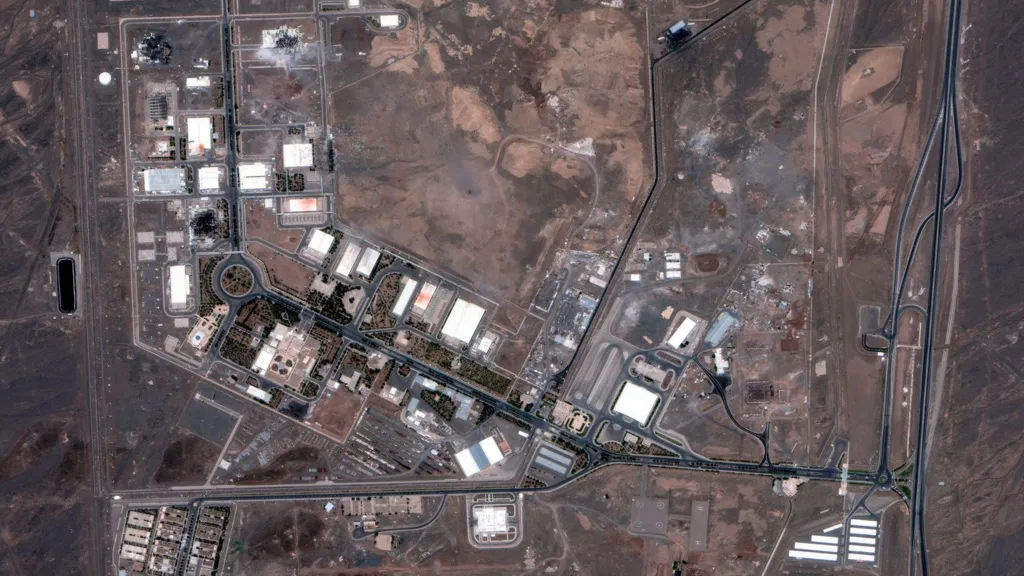 A handout satellite image made available shows Iran's Natanz nuclear enrichment facility after US air strikes, in Natanz, Iran, 22 June 2025. 