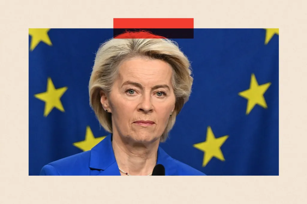 European Commission President Ursula von der Leyen addresses a press conference 