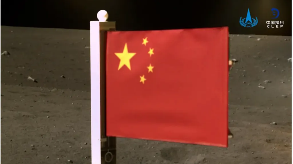 In 2020 China's Chang'e-5 space probe took pictures of the Chinese flag planted on the Moon
