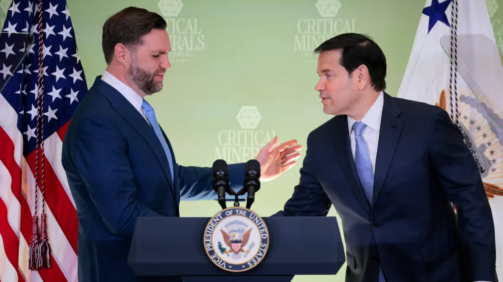 US Vice President JD Vance and US Secretary of State Marco Rubio attend the first Critical Minerals Ministerial in the Loy Henderson Conference Room at the State Department's Harry S. Truman Building on 4 February, 2026 in Washington.