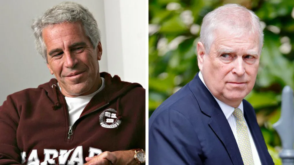 Jeffrey Epstein in a photo next to one of Andrew Mountbatten-Windsor